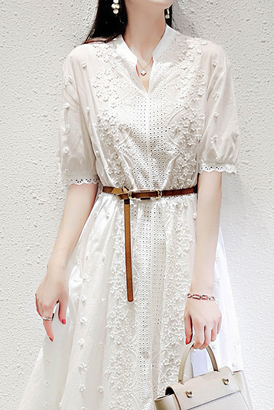 Maila™ | 3D Flower Cutwork Lace Dress with Belt