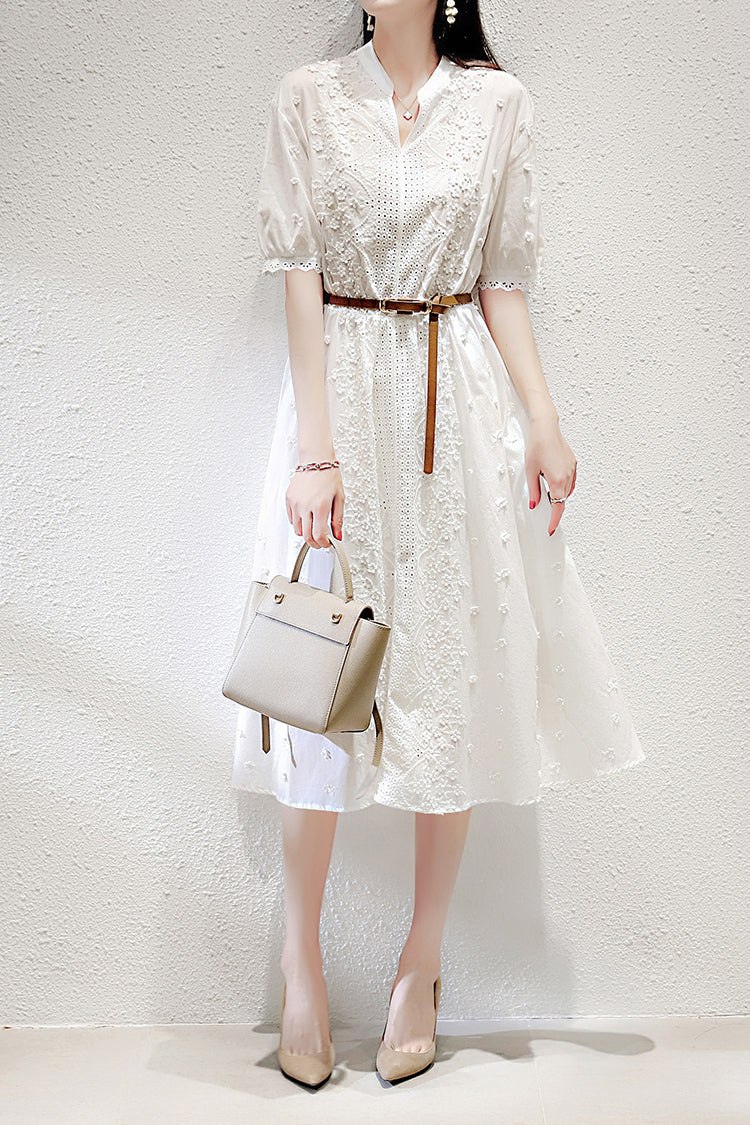 Maila™ | 3D Flower Cutwork Lace Dress with Belt