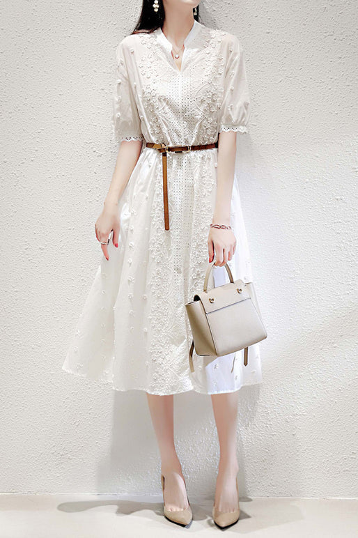 Maila™ | 3D Flower Cutwork Lace Dress with Belt