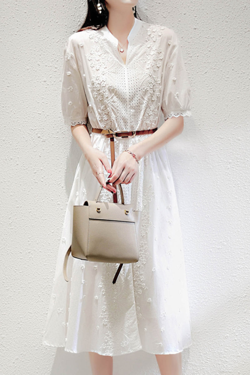 Maila™ | 3D Flower Cutwork Lace Dress with Belt