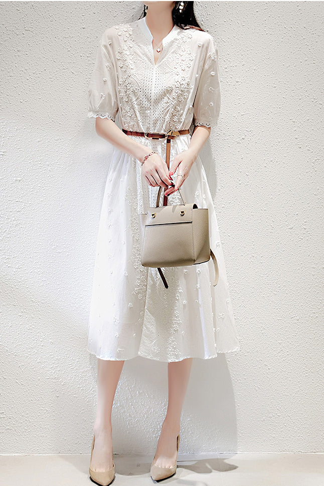 Maila™ | 3D Flower Cutwork Lace Dress with Belt