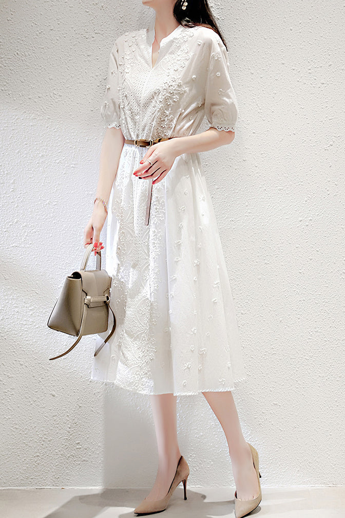 Maila™ | 3D Flower Cutwork Lace Dress with Belt