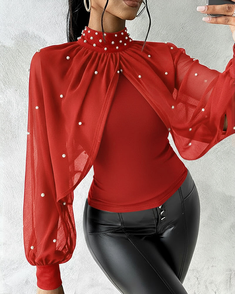 Kalia™ | Pearls Decor High Neck Slim Top