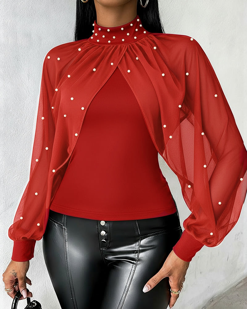 Kalia™ | Pearls Decor High Neck Slim Top