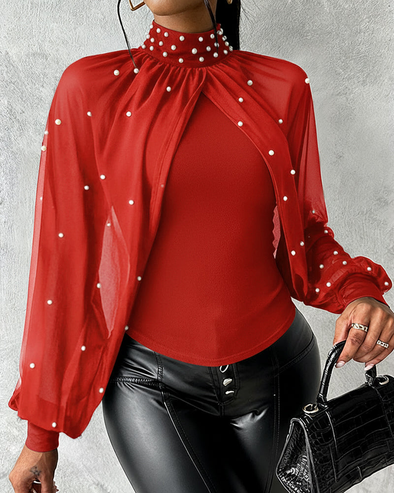 Kalia™ | Pearls Decor High Neck Slim Top