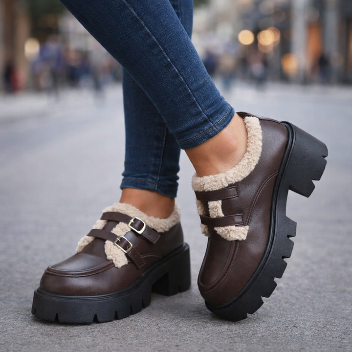 Sandy™ | Leather Buckle Platforms