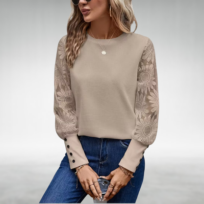 Eileen™ | Lace Sleeve Knit Top