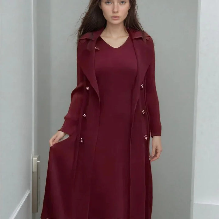 Valence™ | Dress with Chic Long Overlay Coat